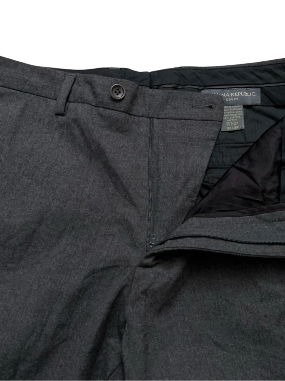 Banana Republic Dress Pants Mens Size 33x32 (Fits 33x31) Gavin 100% Wool Gray